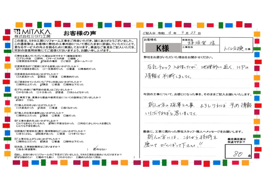 新人の方には、これから技術を磨いてがんばって下さい！！